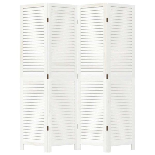 vidaXL 4-Paneelinen tilanjakaja valkoinen t&auml;ysi keisaripuu