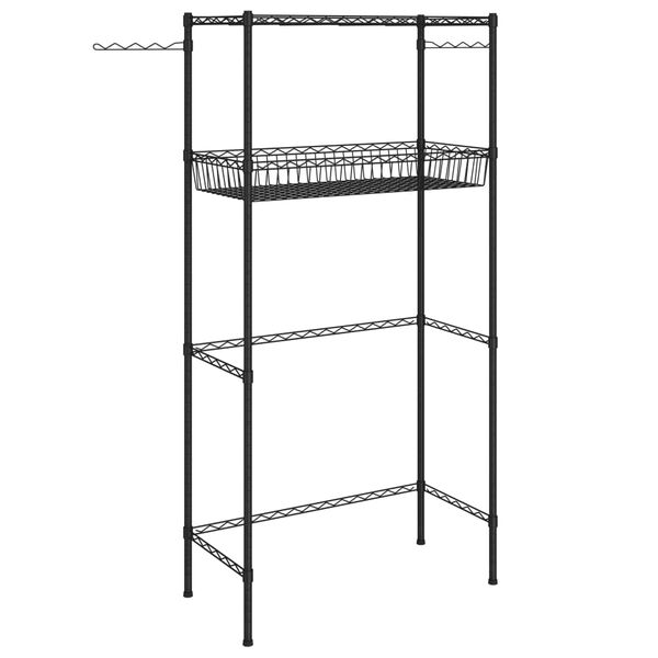 vidaXL S&auml;ilytyshylly pesukoneen ylle 2 tasoa musta 75x35x150 cm