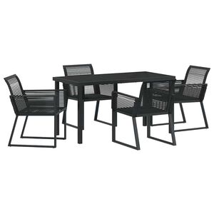 vidaXL Piharuokailu setti 5 pcs Musta Jauhemaalattu Ter&auml;s