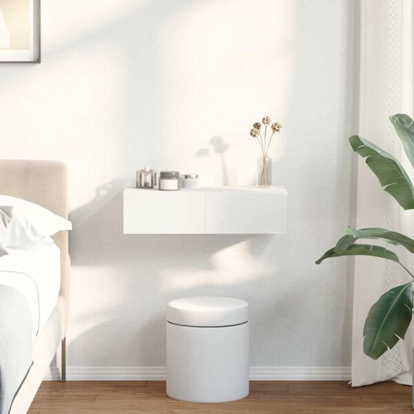 vidaXL Sein&auml;hylly laatikoilla valkoinen 60x26,5x15 cm tekninen puu