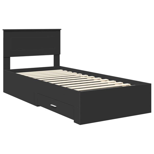 vidaXL S&auml;ngyn runko Mustaa ja hopeaa 2FT6 Small Single Tekninen puu