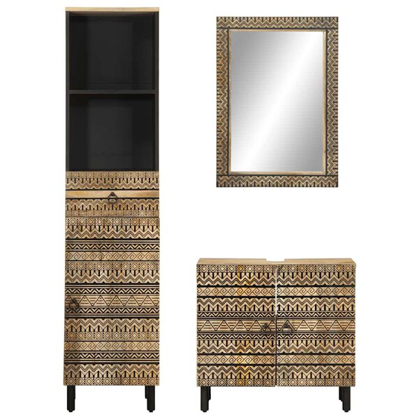 vidaXL 3-osainen Kylpyhuoneen kalustesarja t&auml;ysi mangopuu