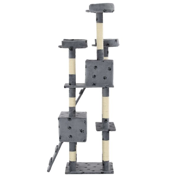 vidaXL Kissan raapimispuu sisal-pylväillä 170 cm tassunjäljet harmaa