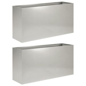 vidaXL Puutarha ruukku 2 kpl Hopea 100 x 30 x 50 cm Ruostumaton ter&auml;s