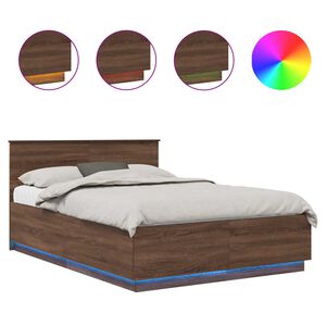 vidaXL S&auml;ngyn runko p&auml;&auml;tyll&auml; Ruskea tammi 5FT King Size Tekninen puu