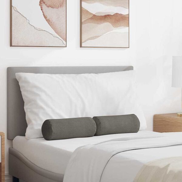 vidaXL Pystytyynyt 2 pcs Vaaleanharmaa Ø 15 x 40 cm Korduroikangas