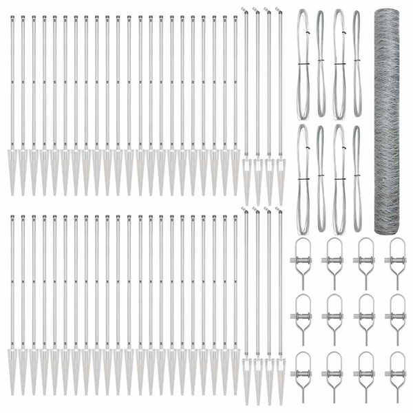 vidaXL Aita paalujen kanssa Hopea 1.4 x 100 m