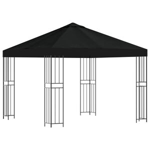 vidaXL Huvimaja 3 x 3 m Musta Polyesteri ja ter&auml;s 190 gsm