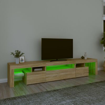 vidaXL TV-taso LED-valoilla Sonoma-tammi 215x36,5x40 cm