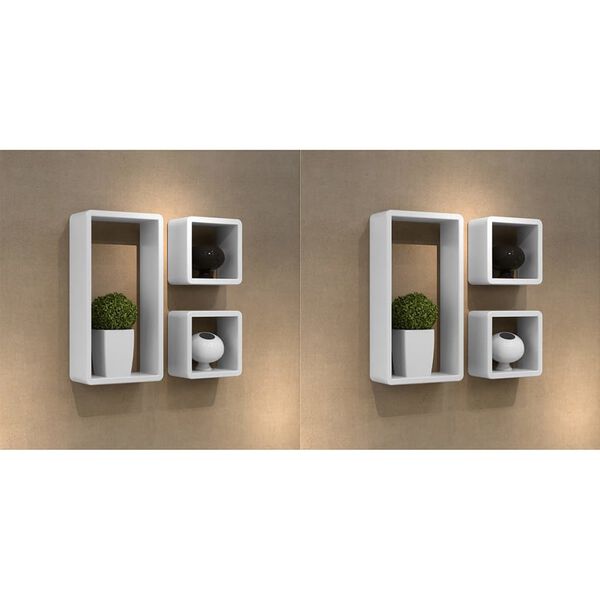 vidaXL Seinähyllyt 6 kpl kuutio valkoinen