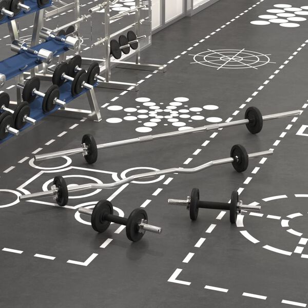 vidaXL Painonnostotanko ja k&auml;sipainosarja 30 kg valurauta