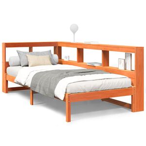 vidaXL Sänky/kirjahylly ei patjaa vahanruskea 100x200 cm täysi mänty