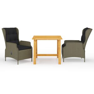 vidaXL 3-osainen Puutarhan ruokailuryhm&auml; ruskea