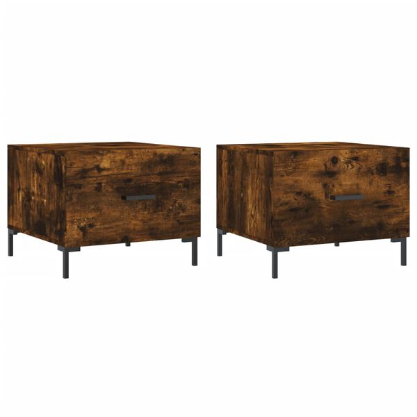 vidaXL Sohvapöydät 2 kpl savutammi 50x50x40 cm tekninen puu