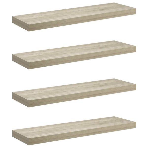vidaXL Kelluvat sein&auml;hyllyt 4 kpl tammi 80x23,5x3,8cm MDF