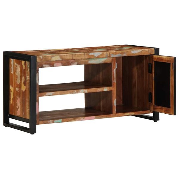 vidaXL Kenk&auml;penkki Moniv&auml;rinen 100 x 40 x 50 cm Kierr&auml;tetty T&auml;yspuu