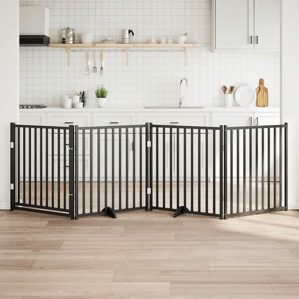vidaXL Koiraportti kokoontaittuva 4 paneelia musta 320 cm t&auml;ysi kuusi