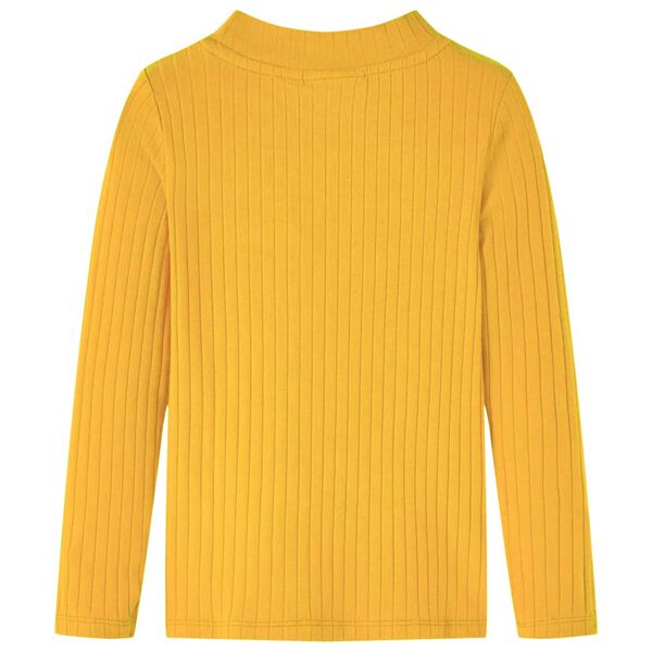 Lasten pitk&auml;hihainen T-paita ribbineule tumma okra 128