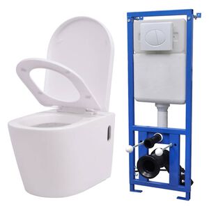 vidaXL WC piilotetulla vesis&auml;ili&ouml;ll&auml; Keraaminen Valkoinen