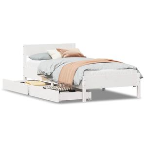 vidaXL S&auml;ngynrunko ilman patjaa valkoinen 90x190 cm t&auml;ysi m&auml;nty