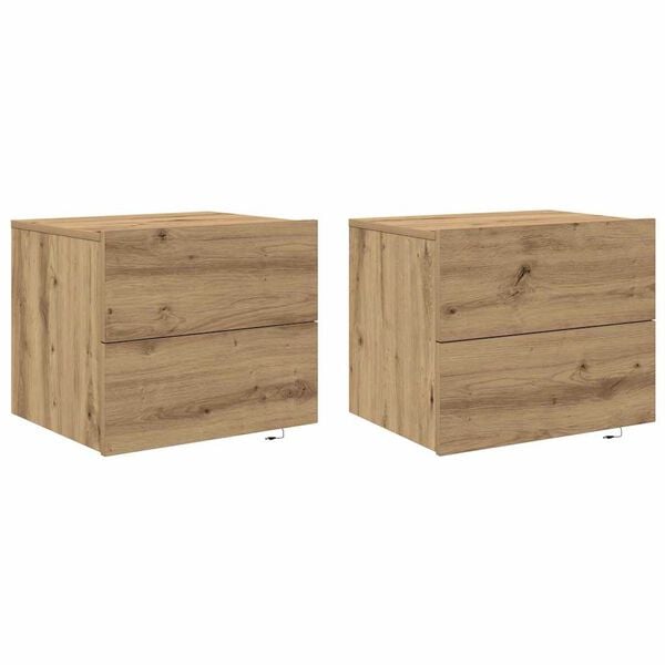 vidaXL Y&ouml;p&ouml;yt&auml;kaappi 2 pcs Artisan tammi 50 x 39 x 41 cm Tekninen puu