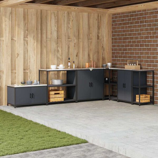 vidaXL Keitti&ouml;n s&auml;ilytys hyllyll&auml; Antrasiitti 60 x 50 x 92 cm Ter&auml;s