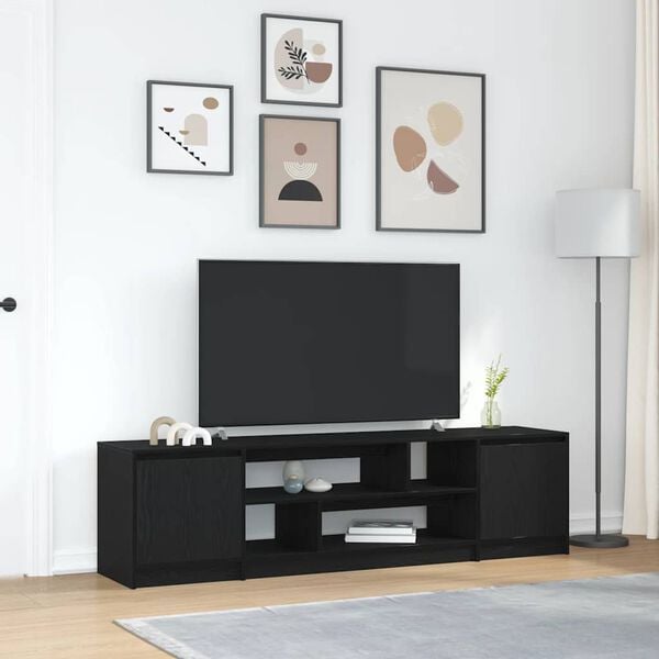 vidaXL TV-kaappi musta tammi 188,5x41x50 cm Engineered Wood