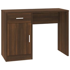 vidaXL Ty&ouml;p&ouml;yt&auml; laatikolla ja kaapilla ruskea tammi 100x40x73 cm puu
