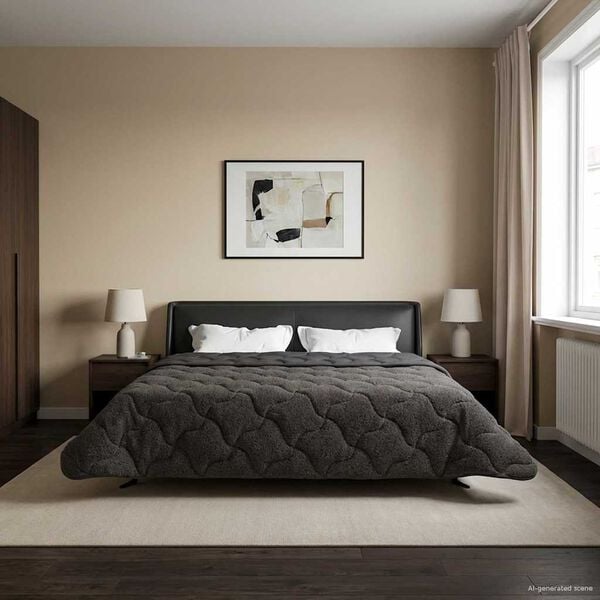 vidaXL Koko Vuoden Peitto Quiltottu Antrasiitti 200 x 220 cm