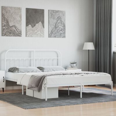 vidaXL Metallinen sängynrunko päädyllä valkoinen 183x213 cm