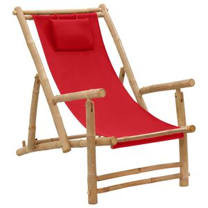 vidaXL Kansituoli bambu ja kangas punainen