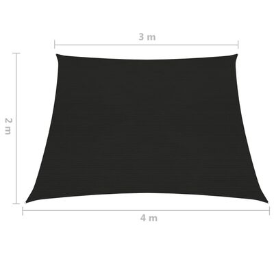 vidaXL Aurinkopurje 160 g/m² musta 3/4x2 m HDPE