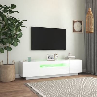 vidaXL TV-taso LED-valoilla korkeakiilto valkoinen 160x35x40 cm