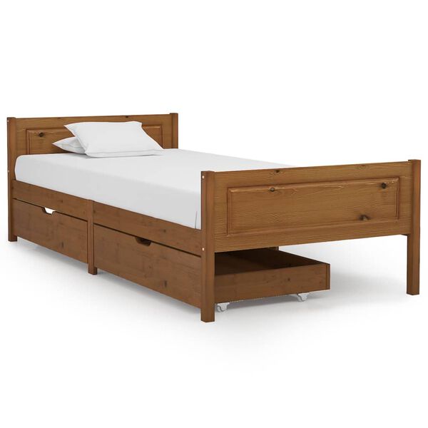 vidaXL S&auml;ngynrunko 2 vetolaatikolla hunajanrusk. t&auml;ysi m&auml;nty 90x200 cm