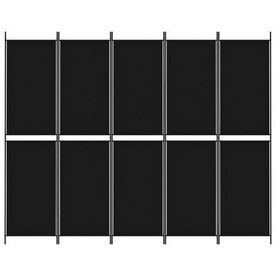 vidaXL 5-paneelinen Tilanjakaja musta 250x200 cm kangas