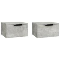 vidaXL Seinäkiinnitettävät yöpöydät 2 kpl betoninharmaa 34x30x20 cm