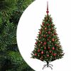 vidaXL Muovinen joulukuusi koristeilla 120 cm 150 LEDi&auml;