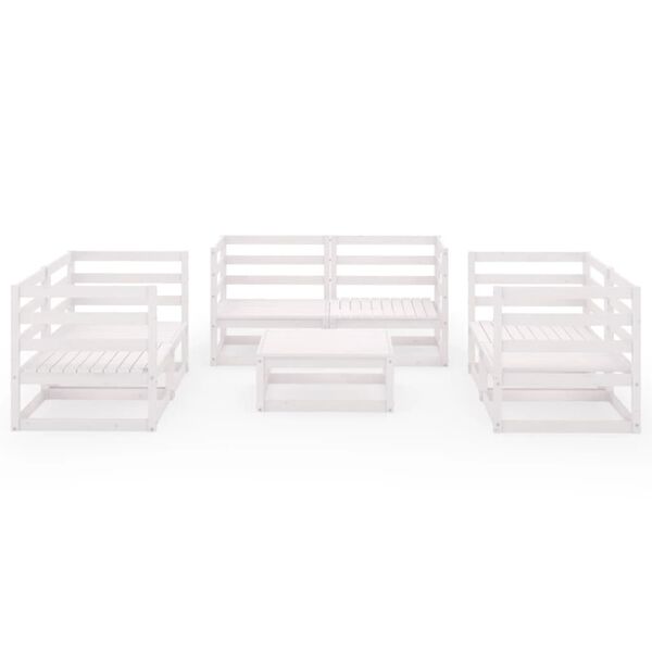 vidaXL 7-osainen puutarhasohvasarja valkoinen t&auml;ysi m&auml;nty