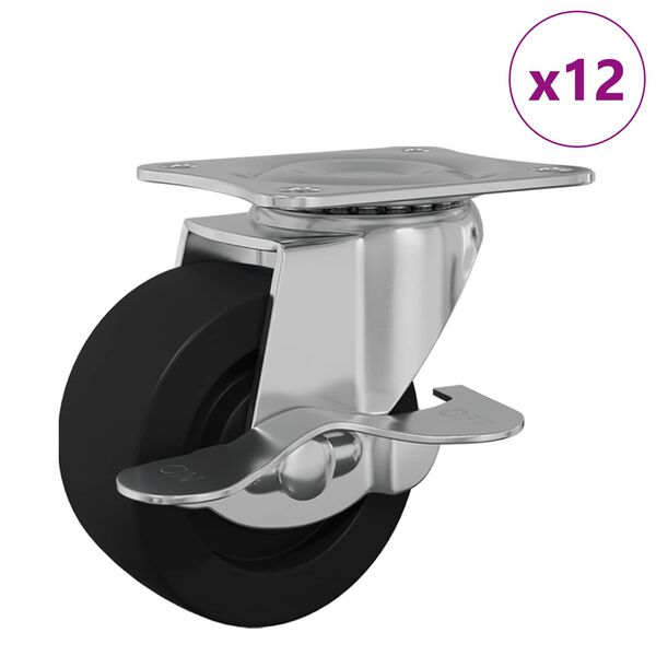 vidaXL Kierre 12 pcs Musta ja hopea 50,7 x 50,7 x 24,4 mm