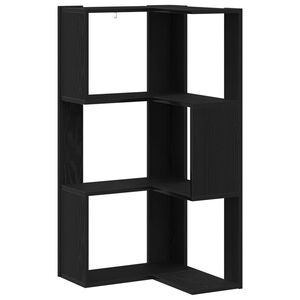 vidaXL Kirjahylly 3 tasoa 50 x 50 x102 cm Musta tammi.