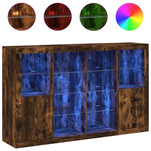 vidaXL Senkit LED-valoilla 3 kpl savutammi tekninen puu