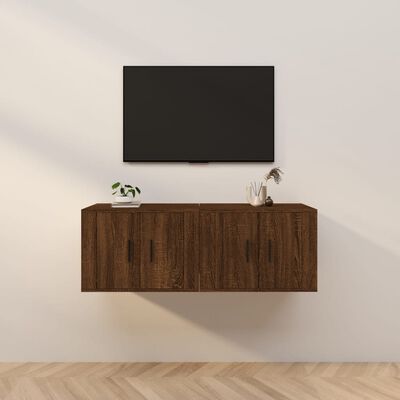 vidaXL Seinäkiinnitettävät TV-kaapit 2 kpl ruskea tammi 57x34,5x40 cm