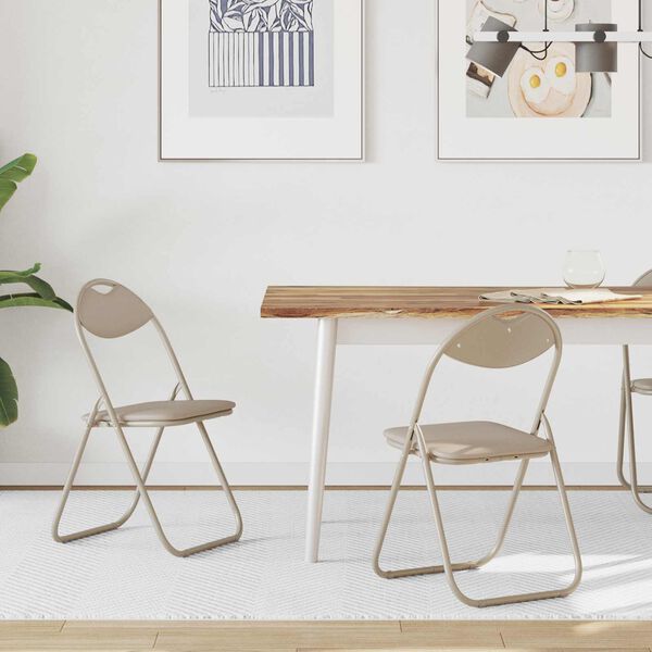 vidaXL Kangasl&auml;pp&auml;tuoli 2 pcs Hiekka 48 x 43,5 x 81 cm Nahkavaatetus