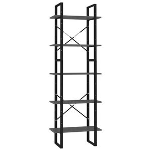 vidaXL 5-tasoinen kirjahylly harmaa 60x30x175 cm tekninen puu