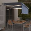 vidaXL Sis&auml;&auml;nkelattava markiisi verho/LED/tuulisens. 4x3 m sinivalk.