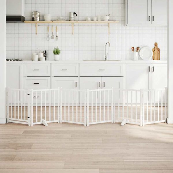 vidaXL koiraportti taitettava 6 paneelia valkoinen 300 cm t&auml;ysi kuusi