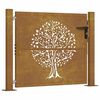 vidaXL Puutarhaportti 100x100 cm Corten-ter&auml;s, puukuvio