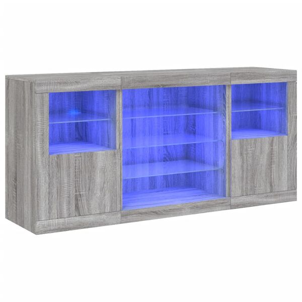 vidaXL Senkki LED-valoilla harmaa Sonoma 142,5x37x67 cm