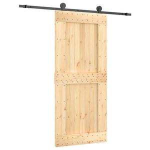 vidaXL Liukuovi Luonnollinen ja musta 90 x 210 cm Massiivinen m&auml;nty