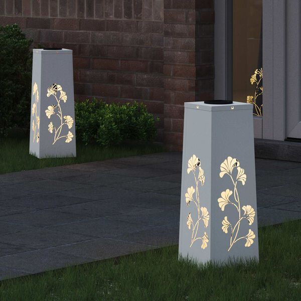 vidaXL Aurinko LED-polkuvalo 2 pcs Valkoinen Kylm&auml;valssattu ter&auml;s